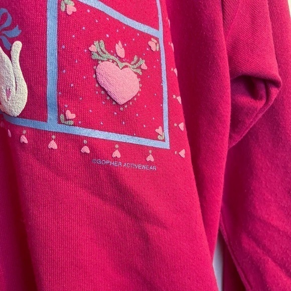 Vintage 90's Country At Heart Cat Grandma Sweatshirt Pink Magenta Jerzees Sz XL - Picture 3 of 7